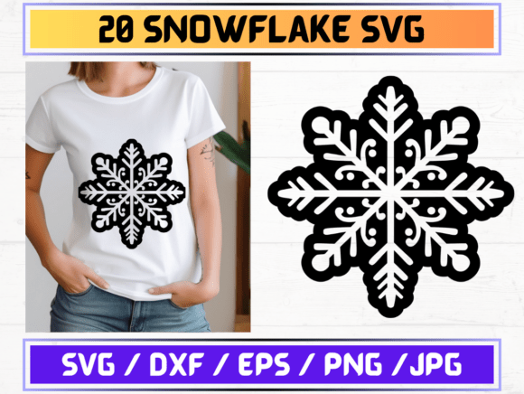 20 Snowflake SVG. DXF. EPS. JPG. PNG: Premium Graphics for Seasonal Branding