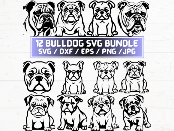 Bulldog Svg, DXF, EPS, JPG, PNG for Crafts and Graphics