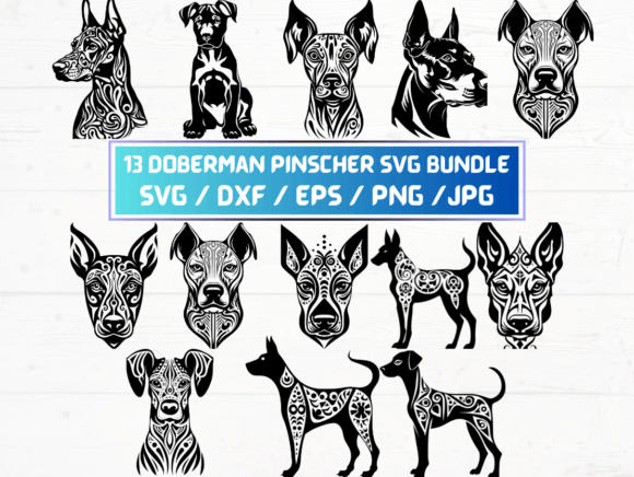 Doberman Pinscher Svg Bundle for Graphics and Crafts