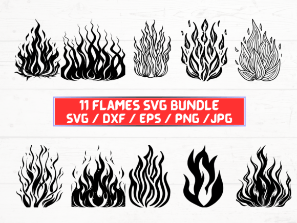 Flames SVG DXF EPS JPG PNG Graphics for Crafts