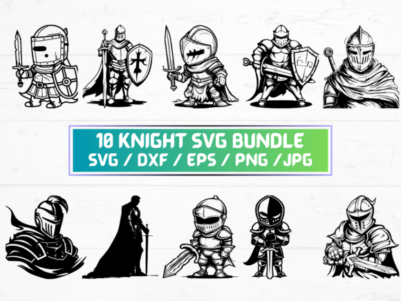 Knight Outline Svg Graphics for Crafts and Branding