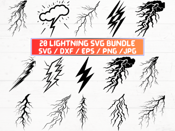 Lightning SVG. DXF. EPS. JPG. PNG for Crafts & Graphics