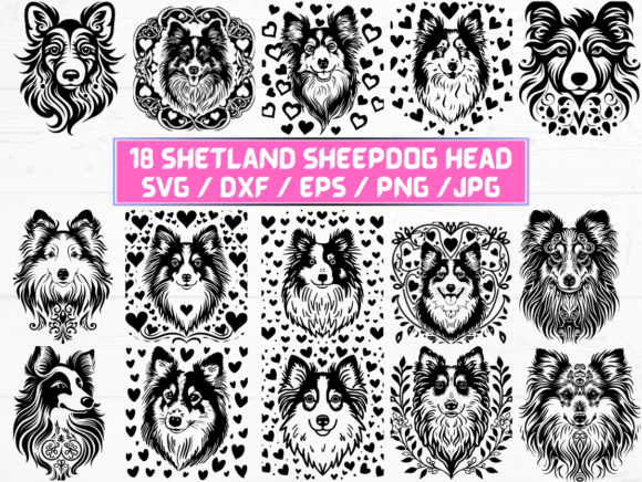 Shetland Sheepdog Head SVG Bundle: A Graphic Design Asset for Crafts
