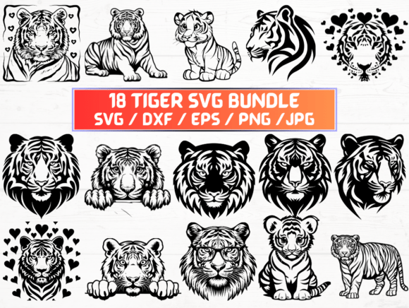 Tiger Svg Laser Cut Files for Graphics and Crafts