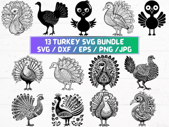 Turkey Laser Engraving Cut Files for Crafts and Graphics