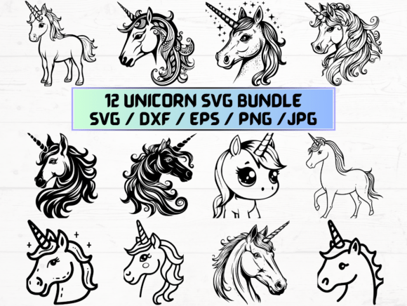 Unicorn Laser Engraving Cut Files for Graphics and Crafts