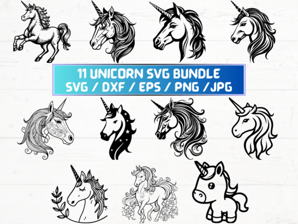 Unicorn Silhouette Graphics for Crafts & Editorial Design