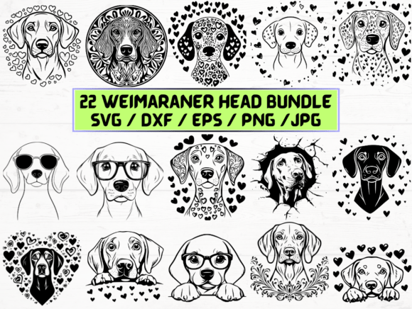 Weimaraner Head Laser Cut Graphics for Crafts