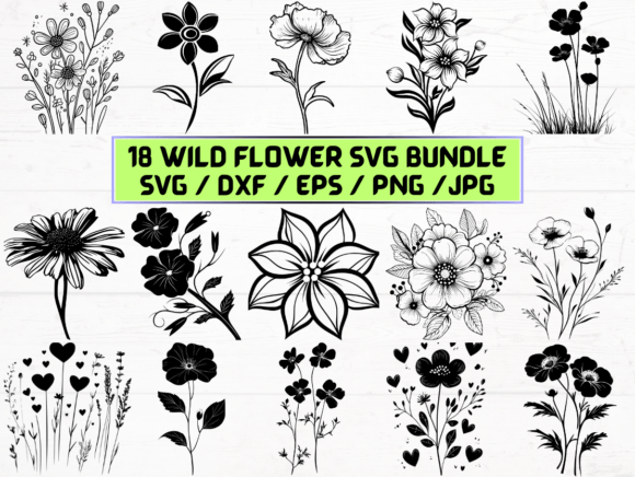 Wild Flower Laser Engraving Cut Files for Graphics and Crafts